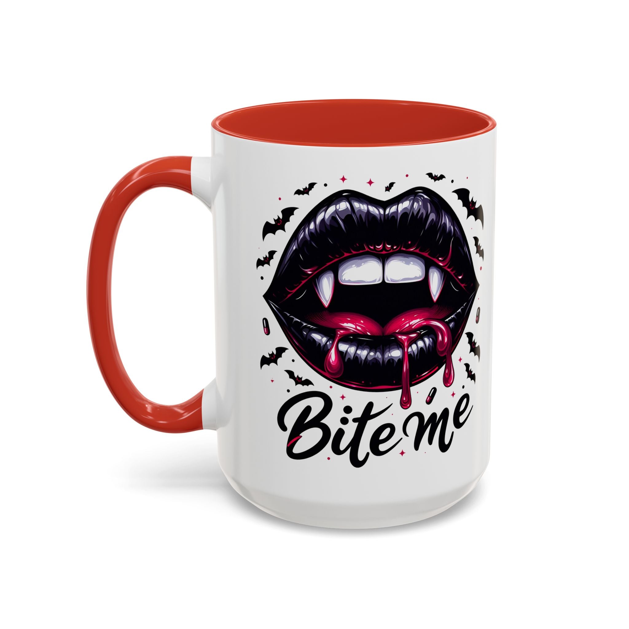 Vampire Themed Coffee Mug - "Bite Me"  halloween bats horror art cup