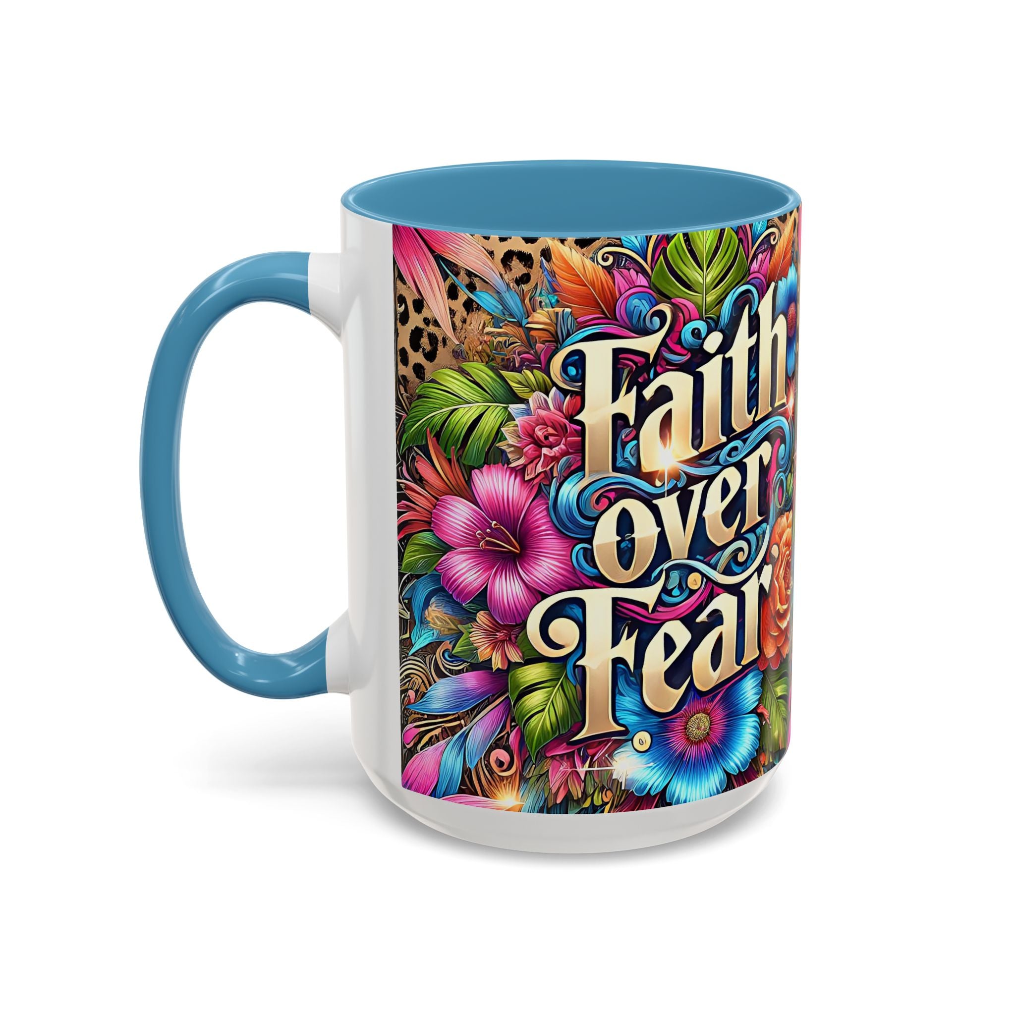 Faith Over Fear Floral Coffee Mug positive mental health