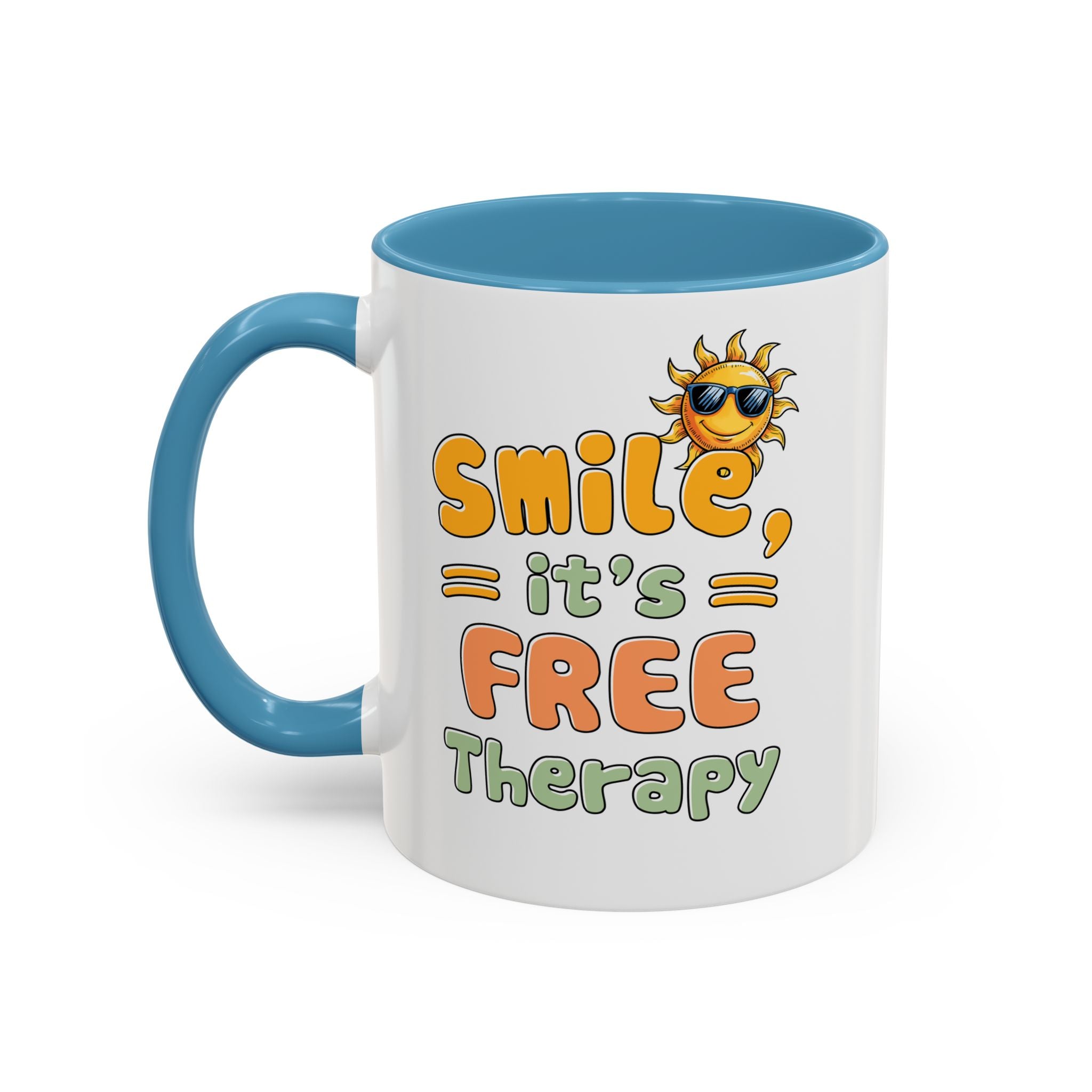 Smile It's Free Therapy Coffee Mug - Fun & Cheerful Accent Mugs for Brightening Your Day