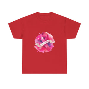 Empowering Cancer Awareness Tee - She is Strong, Support Shirt, Gift for Survivors, Pink Ribbon Apparel, Breast Cancer Awareness