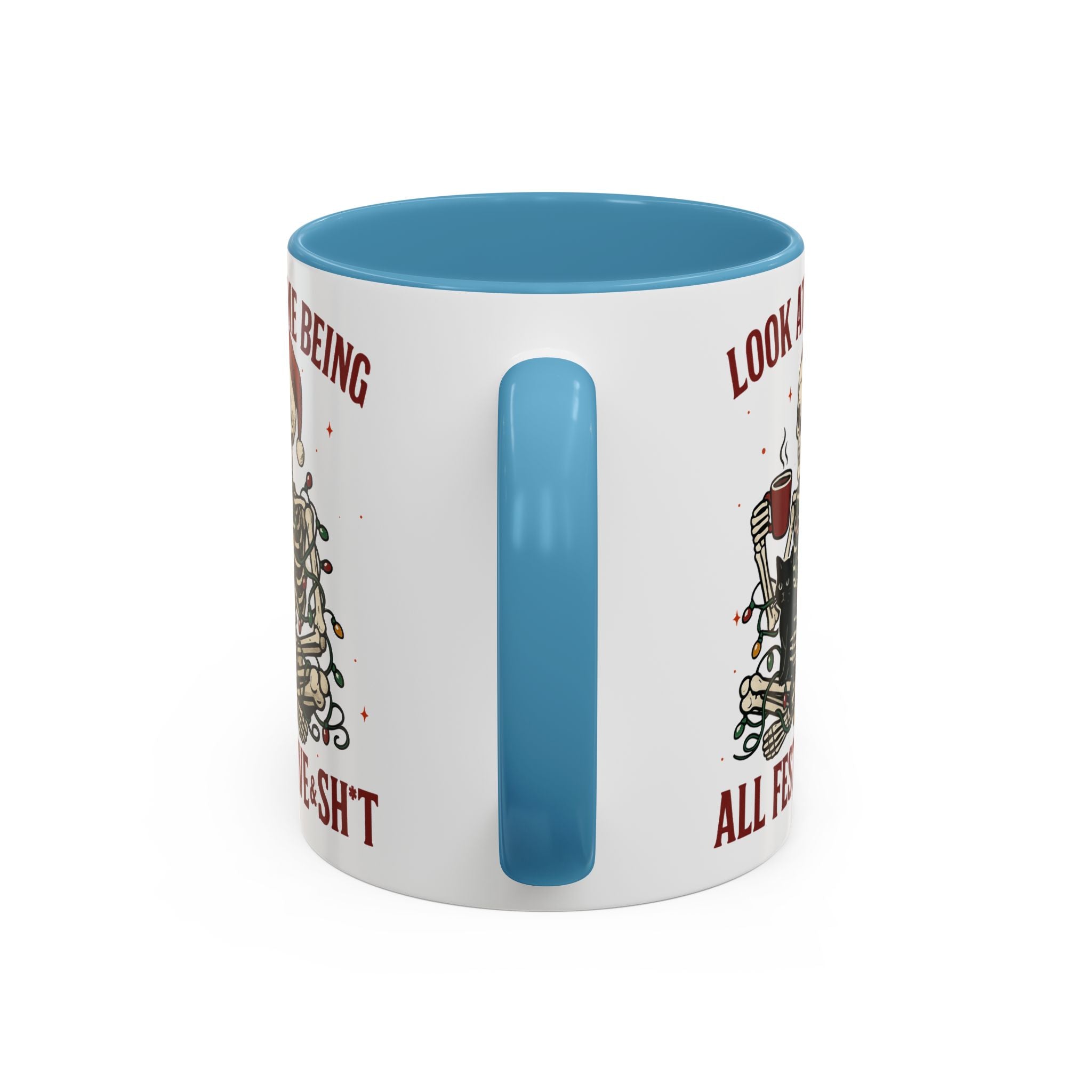 Festive Skeleton Christmas cheer winter Coffee Mug funny adult humor cup