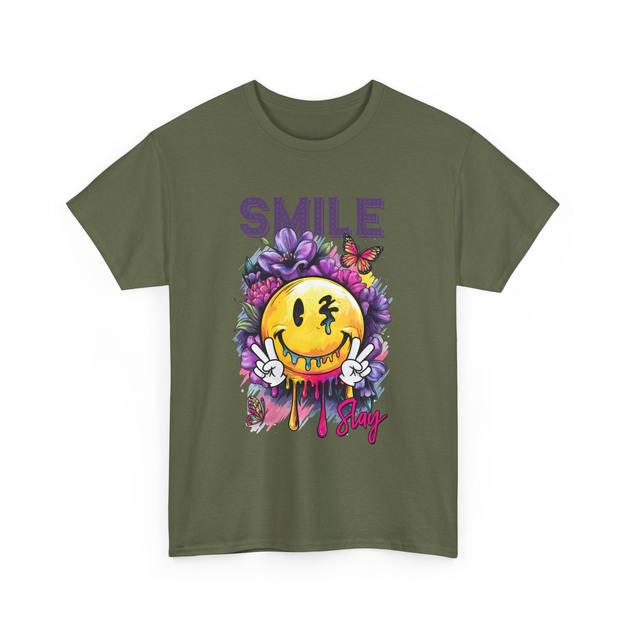 Smile Floral Graphic Tee unisex cotton tee gothic