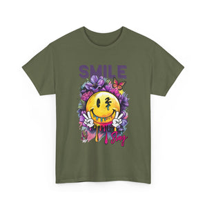 Smile Floral Graphic Tee unisex cotton tee gothic