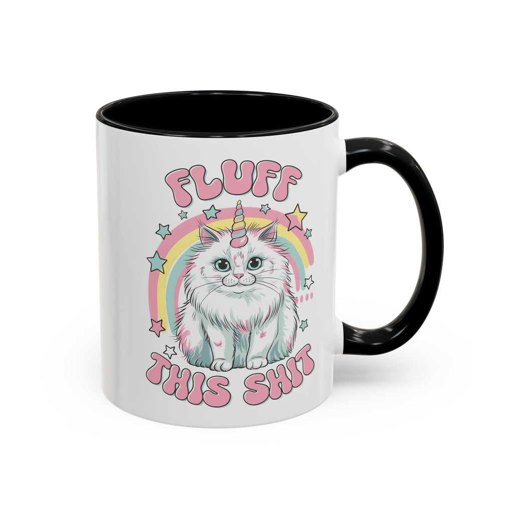 Whimsical Cat Coffee Mug - "Fluff This Shit" funny adult humor sarcasm