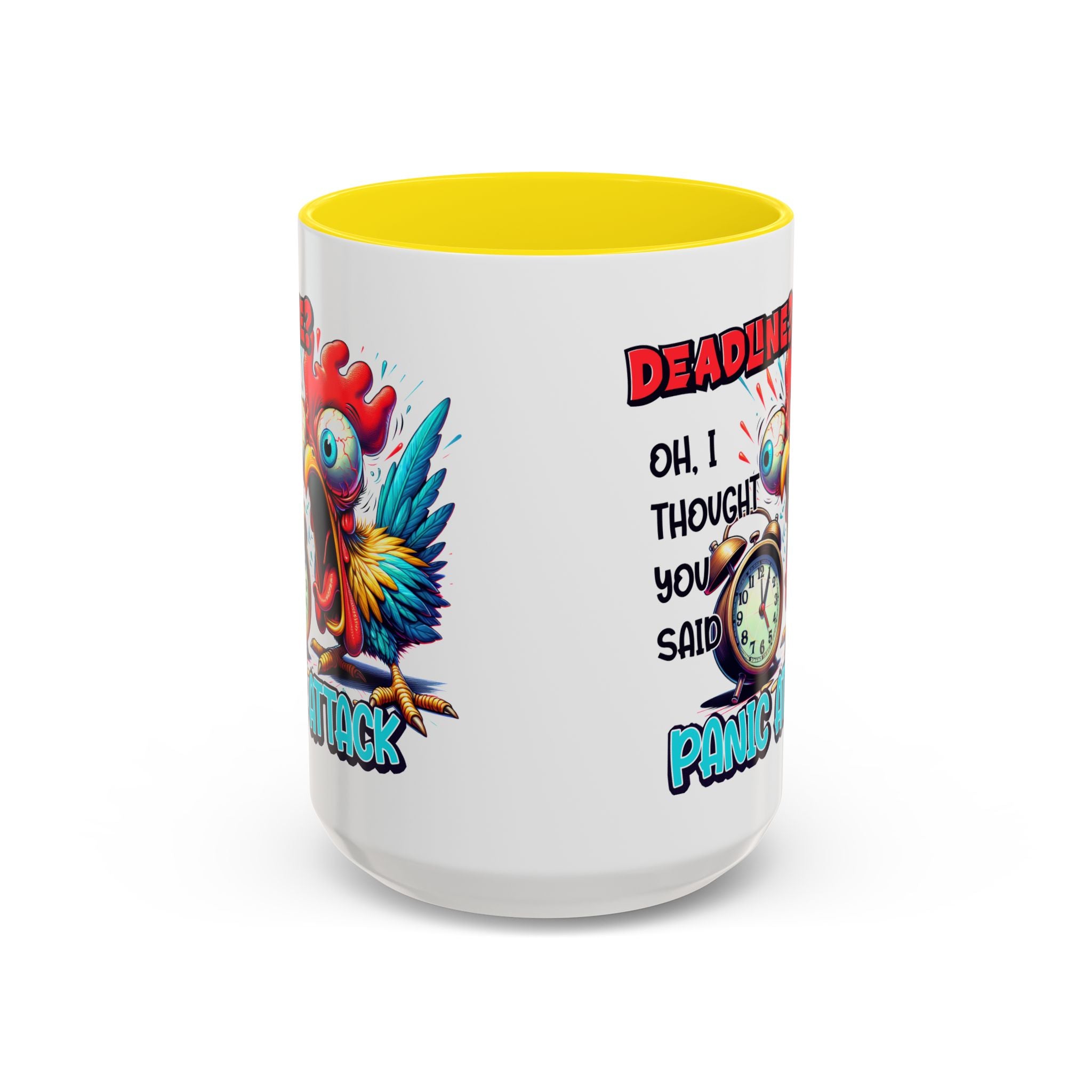 Funny Panic Attack Coffee Mug, Quirky Rooster Mug for Stress Relief, Gift for Teachers, Office Humor, Coworker Gift, Fun Coffee Cup