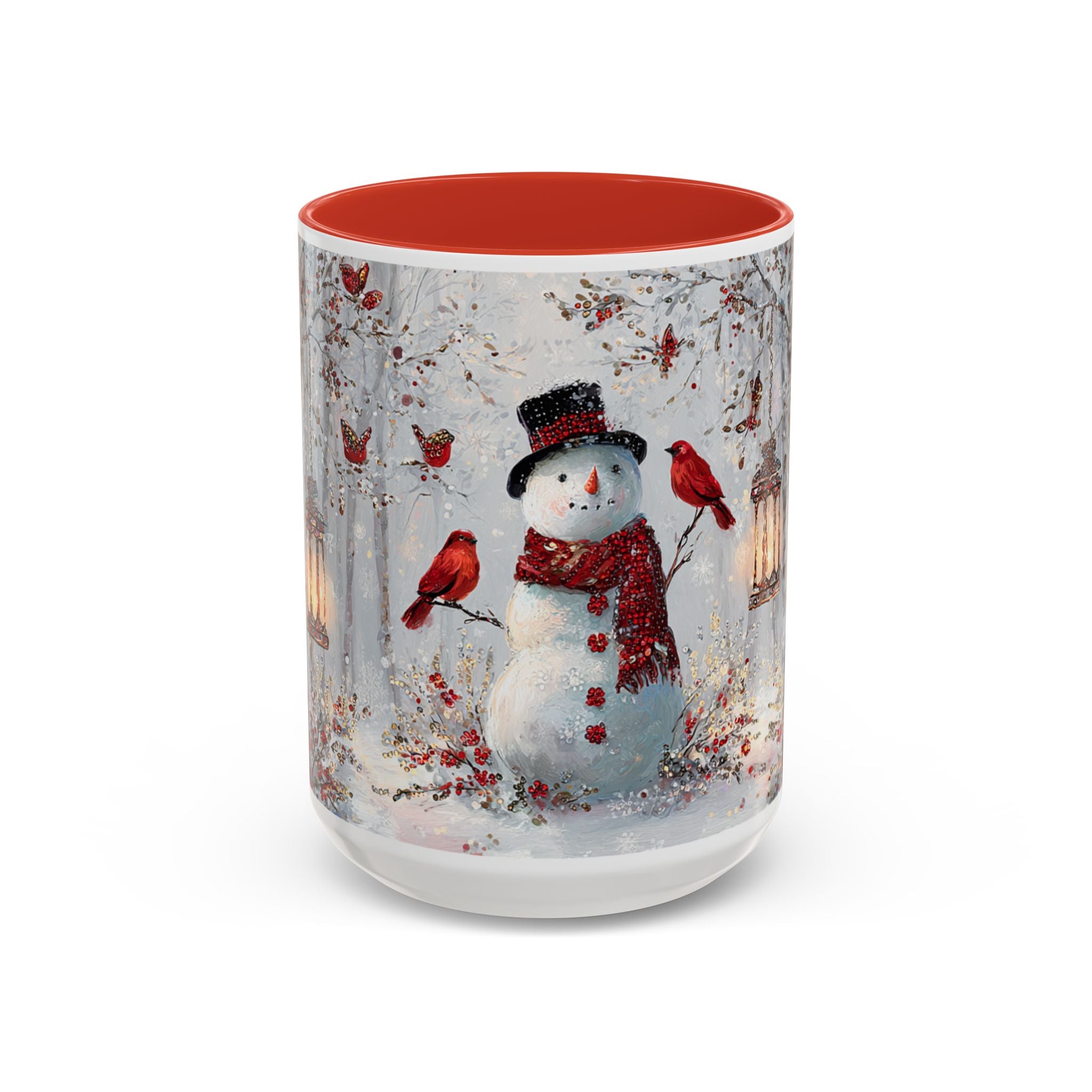 Winter Wonderland Coffee Mug - Snowman & Cardinals Design (11/15oz)