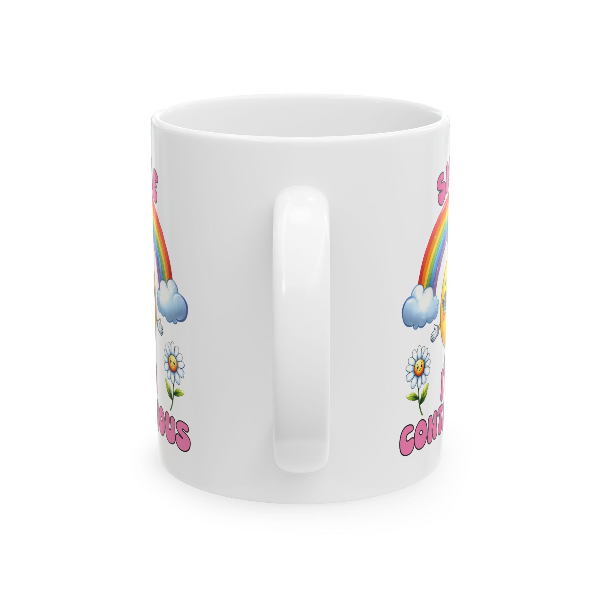 Bright and Cheerful Ceramic Mug - Perfect for Coffee Lovers, Gifts for Friends, Rainbow Design, Flower Motif, Cute Home Decor