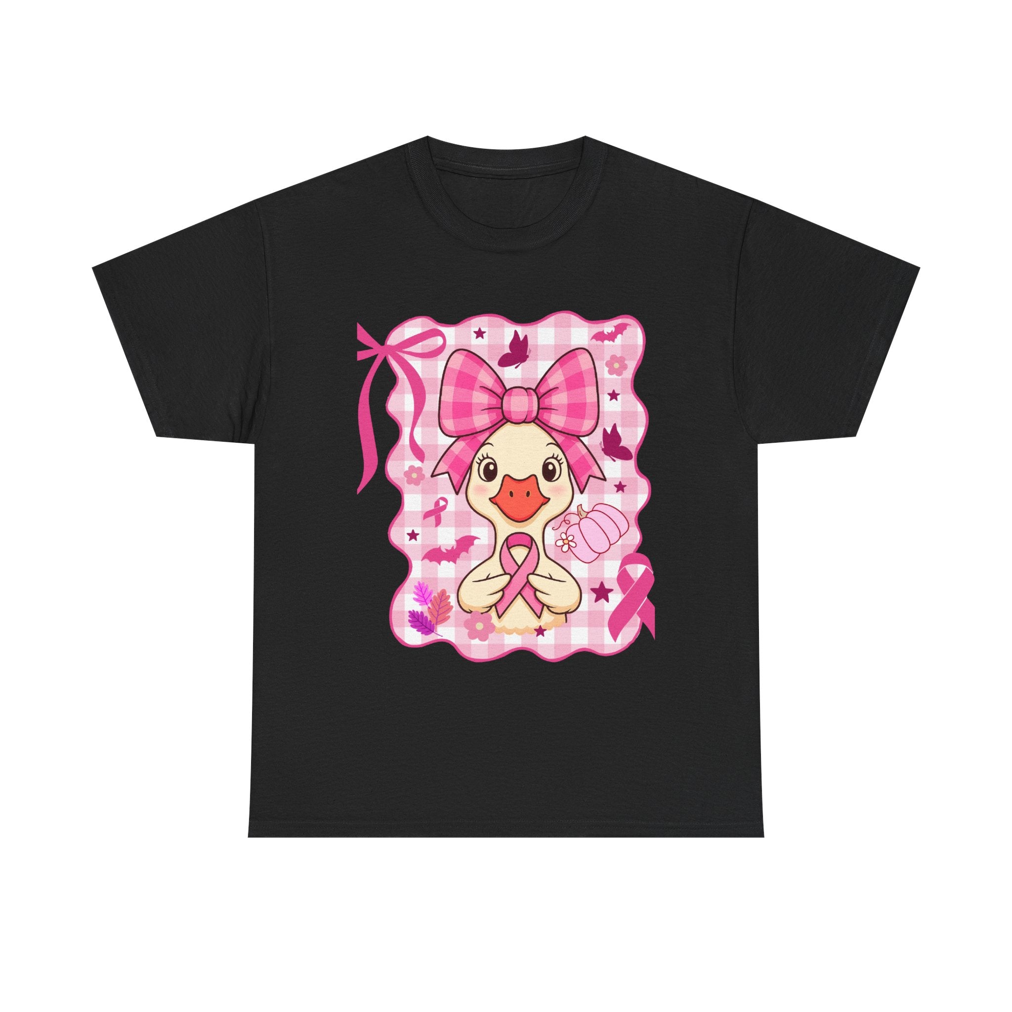 Cute Pink Ribbon Duck Tee, Breast Cancer Awareness Shirt, Funny Unisex Cotton T-Shirt, Gift for Her, Cute Animal Apparel