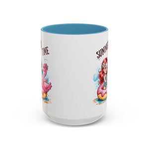 Summer Time Accent Coffee Mug - 11oz & 15oz funny cute girl floating