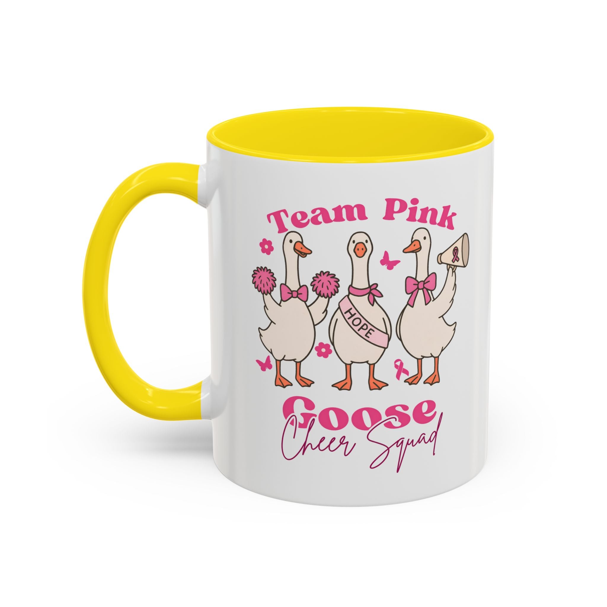 cancer awareness Team Pink Goose Cheer Squad Coffee Mug - Cute Animal Mug for Fun Gifts,   Home Decor/Office Use