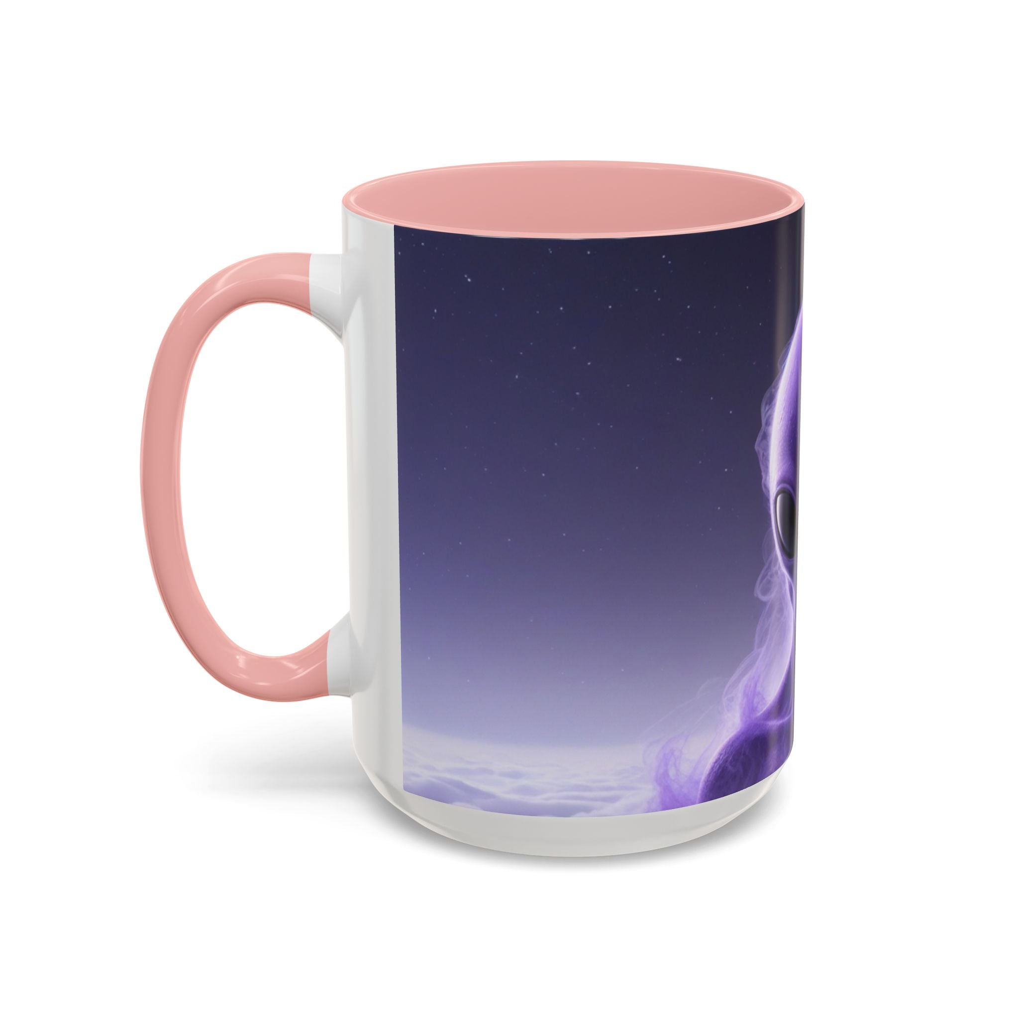 Alien Portrait Accent Coffee Mug — Purple Cosmic Extraterrestrial Art (11/15oz)