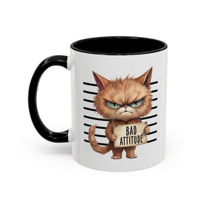 Funny cat bad attitude Accent Coffee Mug, 11oz animal lover gift