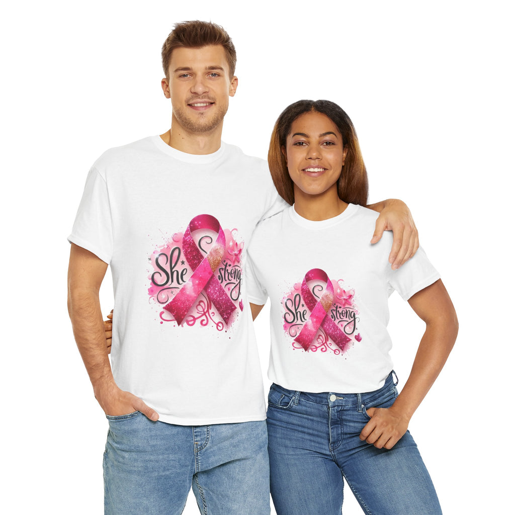 Breast Cancer Awareness Tee - She's Strong, Gift for Survivors, Supportive T-Shirt, Awareness Month, Inspirational Apparel