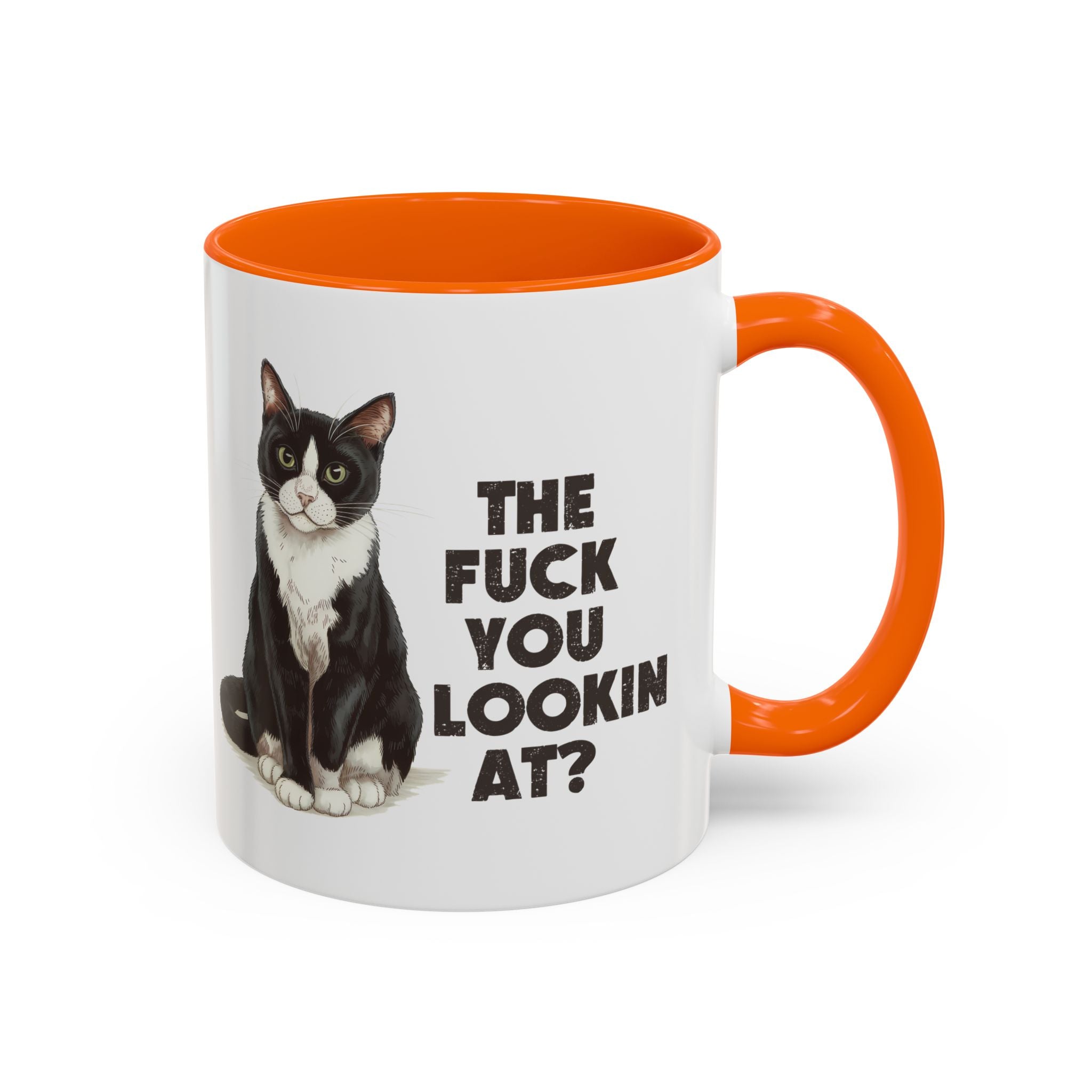 Humorous Cat Accent Coffee Mug - "What You Lookin' At?" 11/15oz attitude and sarcasm