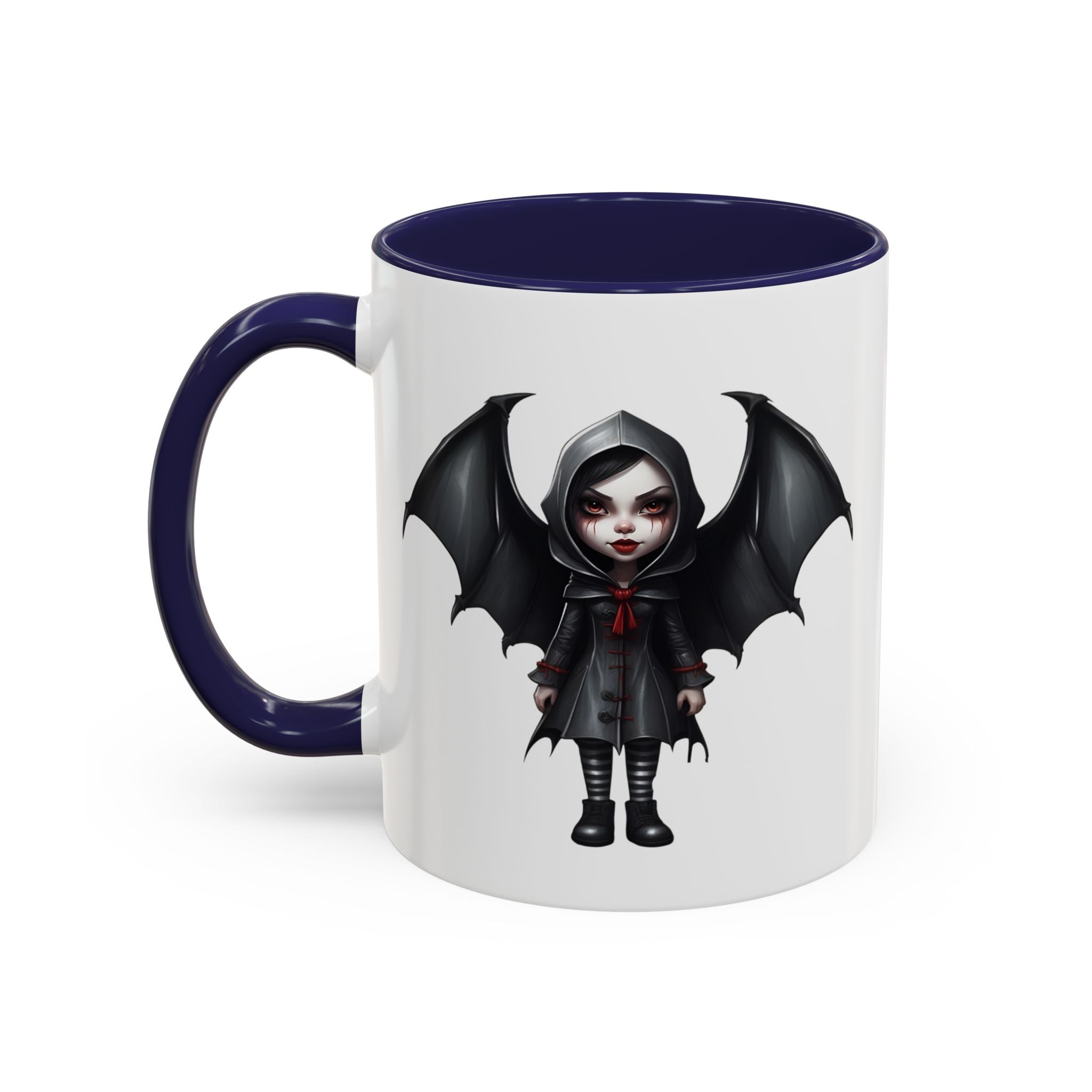 gothic vampire girl with wings horror art Accent Coffee Mug (11, 15oz) vamp14