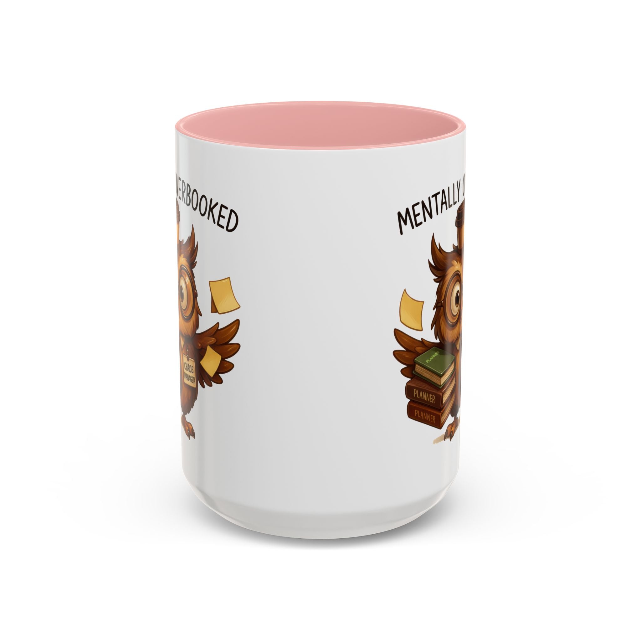 Cute Owl Coffee Mug | Mentally Overbooked Mug | Gifts for Book Lovers, Teacher Gifts, Office Decor, Funny Coffee Cup