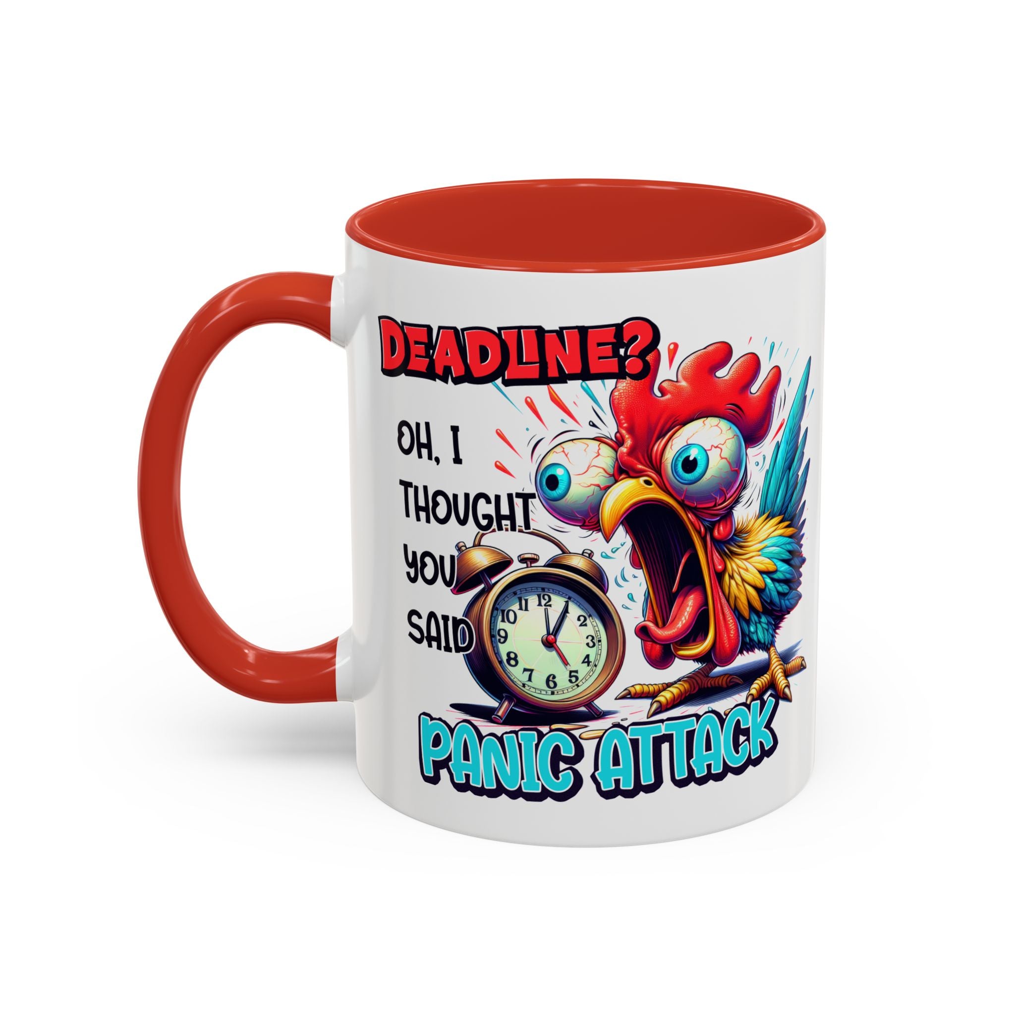 Funny Panic Attack Coffee Mug, Quirky Rooster Mug for Stress Relief, Gift for Teachers, Office Humor, Coworker Gift, Fun Coffee Cup