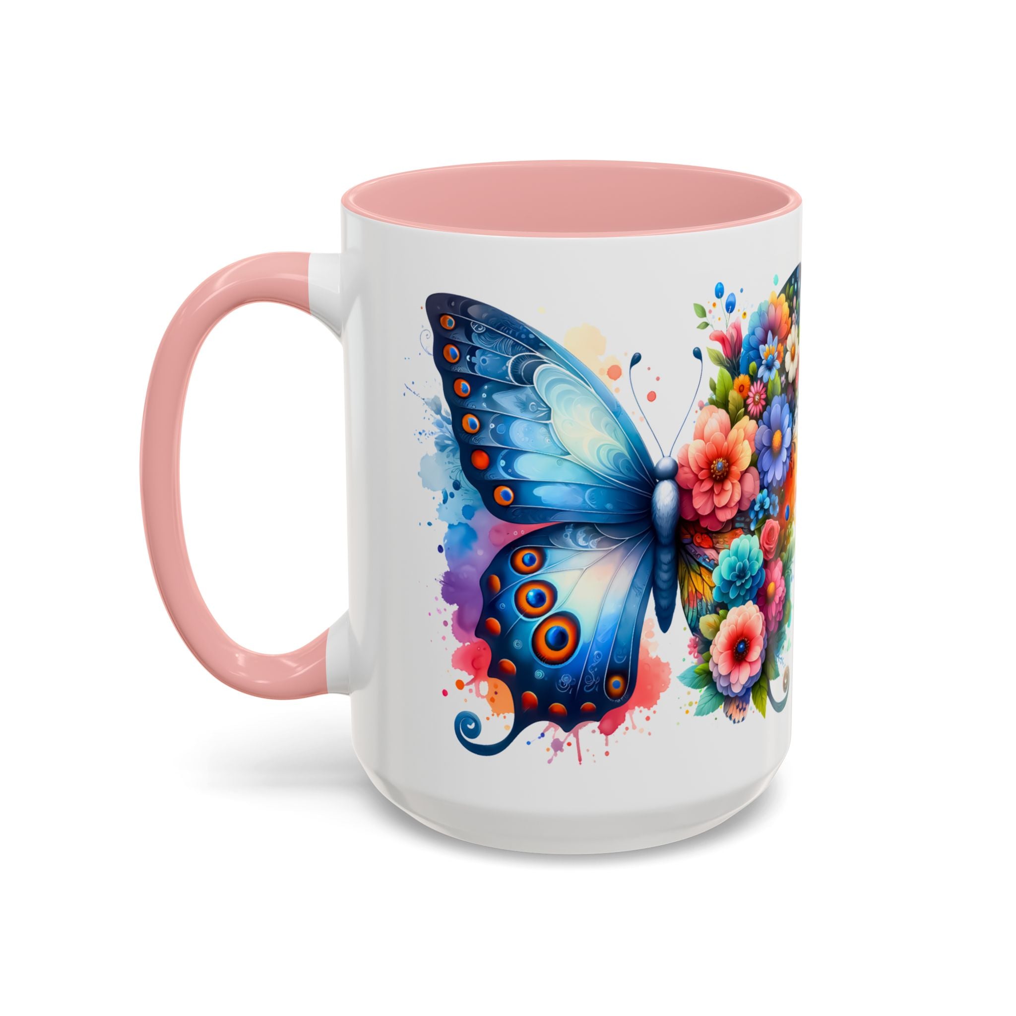 Colorful Floral Butterfly Accent Coffee Mug – Vibrant Artistic 11/15oz nature lover
