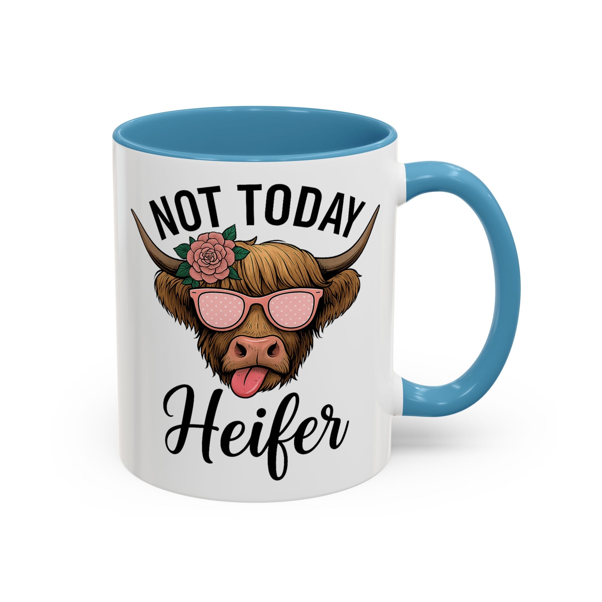 Not Today Heifer Coffee Mug — Funny Cow Mug with Sunglasses (11/15oz)