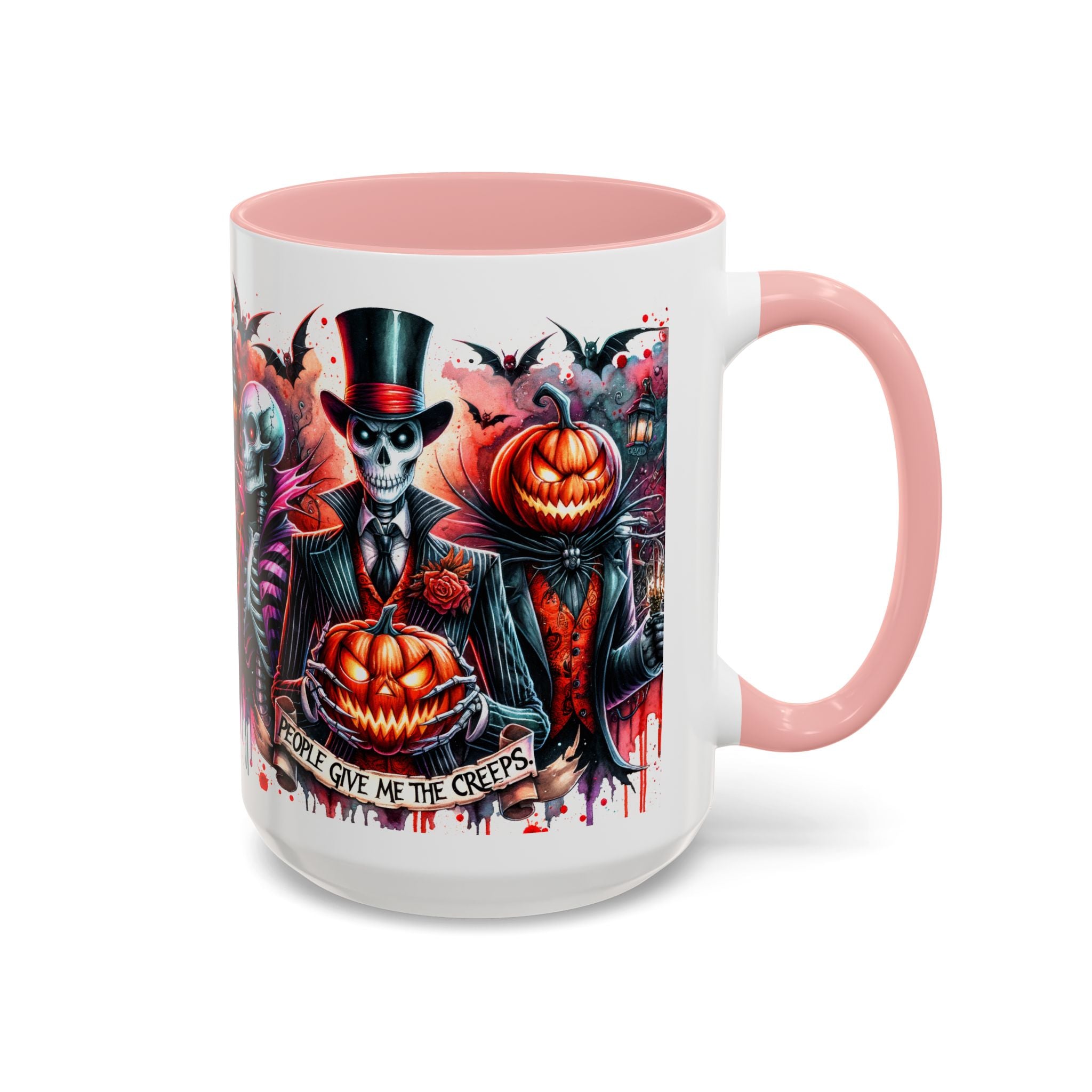 Halloween-themed Accent Coffee Mug, Spooky Skull Mug, Pumpkin Art Cup, Unique Gift for Halloween Lovers, October Decor