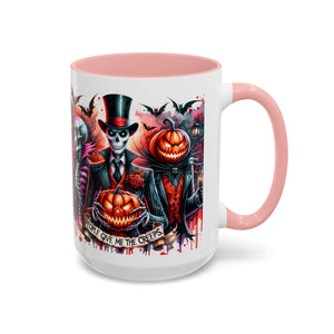 Halloween-themed Accent Coffee Mug, Spooky Skull Mug, Pumpkin Art Cup, Unique Gift for Halloween Lovers, October Decor