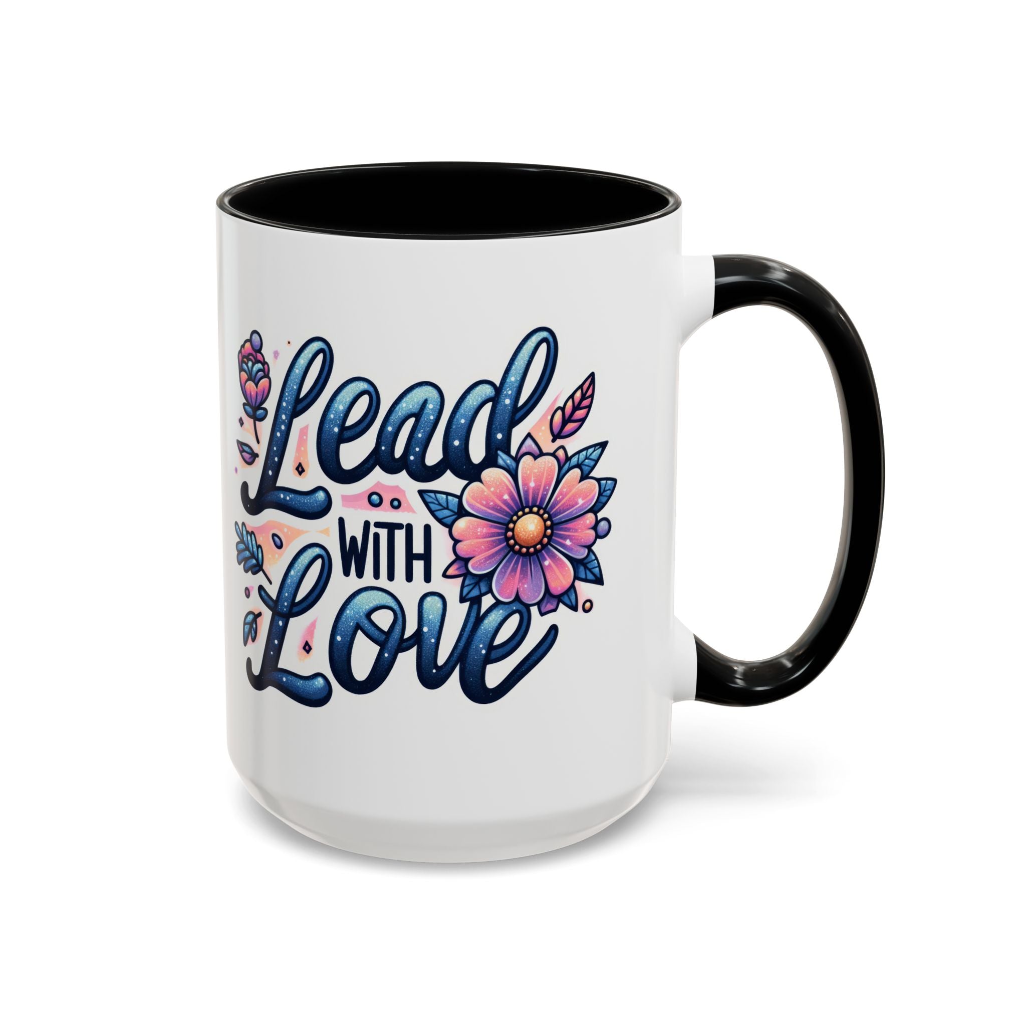 Lead With Love Accent Coffee Mug — Floral Inspirational 11/15oz