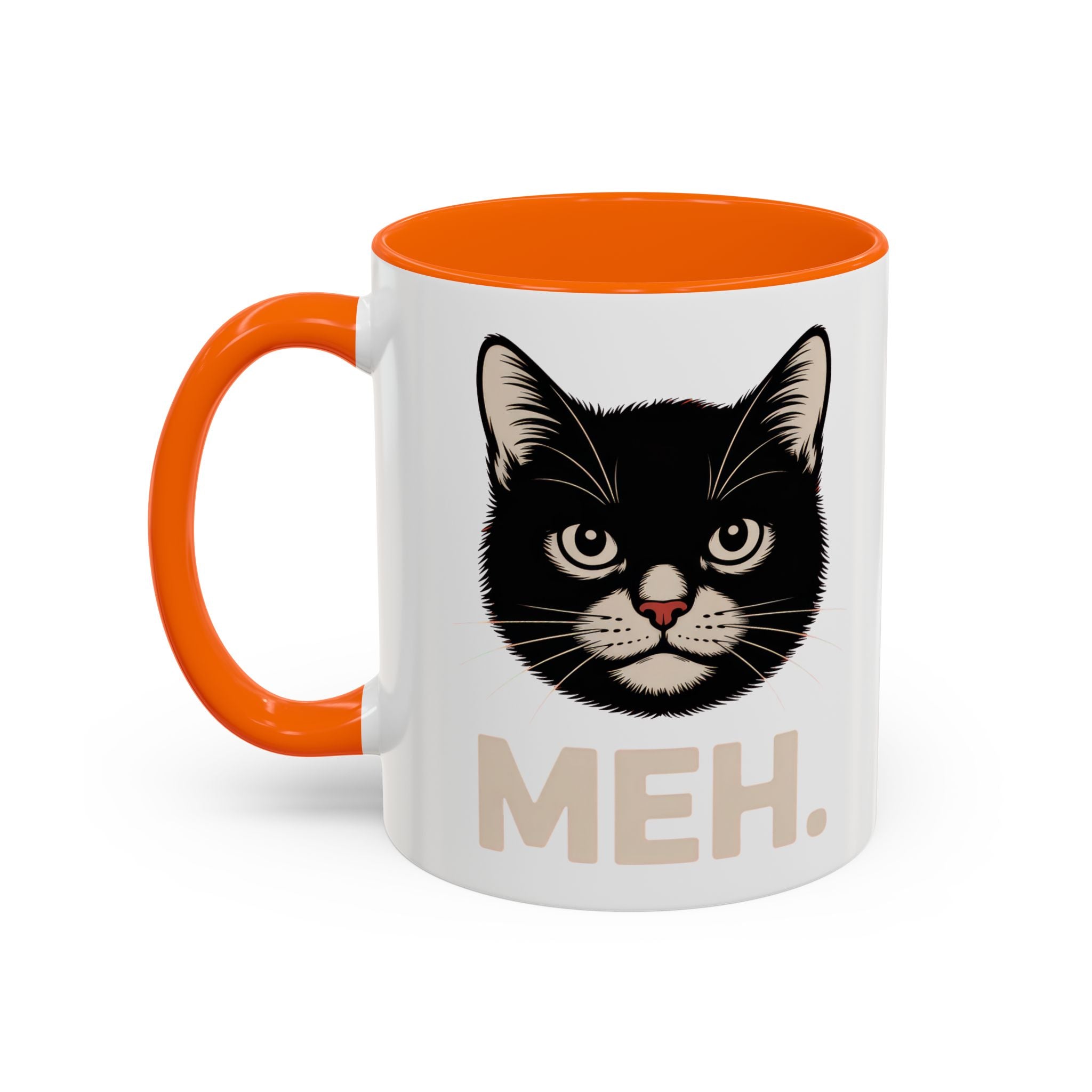 Tuxedo Cat 'MEH.' Accent Coffee Mug — Funny Cat Lover Ceramic Mug