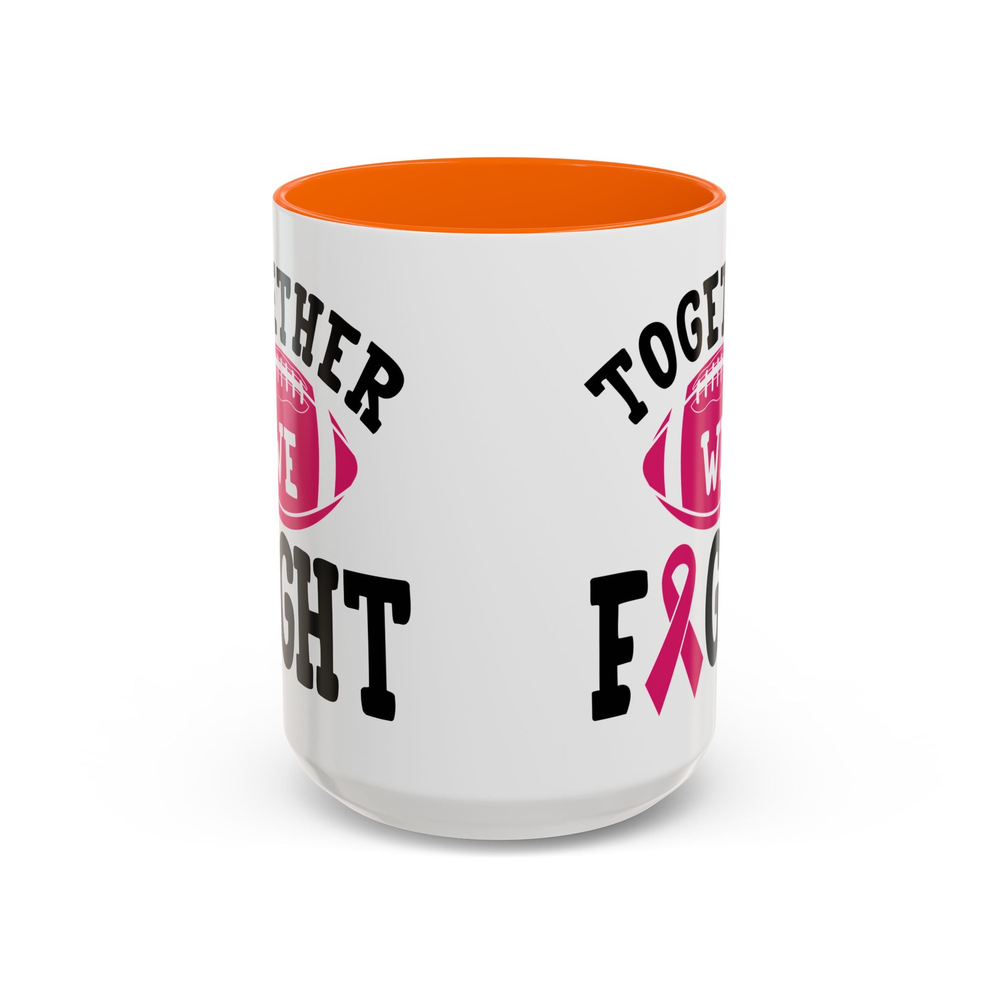 Together We Fight Pink Ribbon Coffee Mug, Support Breast Cancer Awareness, Gift for Survivors, Football Lovers, Empowerment