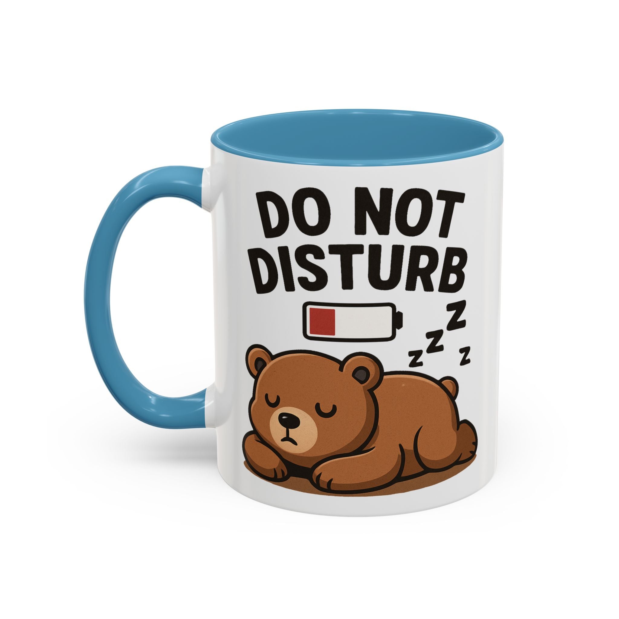 Do Not Disturb Bear Coffee Mug – Low Battery Cute Sleeping Bear Accent Mug (11/15oz)