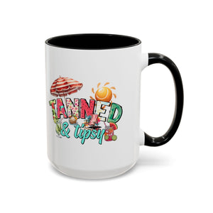 Tanned & Tipsy Accent Coffee Mug - Perfect for Summer Vibes & Beach Lovers party