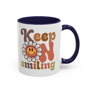 Keep Smiling Floral Coffee Mug - Cheerful 11 & 15oz Accent Mug for Daily Motivation