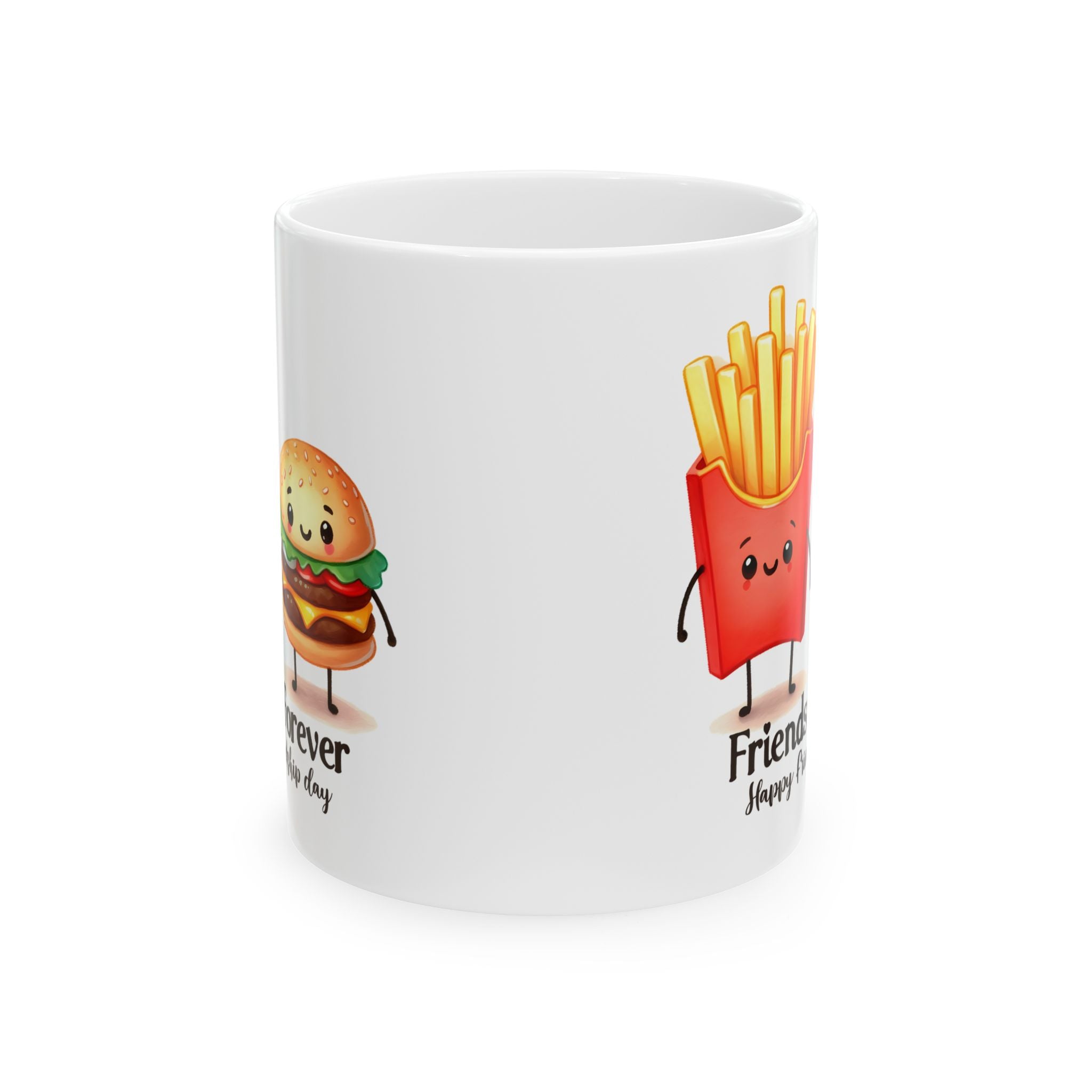 Cute Foodie friends coffee  Mug, Funny Gifts for Food Lovers, Hamburger and French Fries, Best Friend Gift, Coffee Cup for Any Occasion