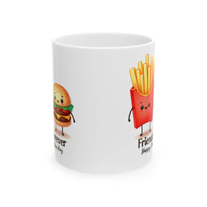Cute Foodie friends coffee  Mug, Funny Gifts for Food Lovers, Hamburger and French Fries, Best Friend Gift, Coffee Cup for Any Occasion