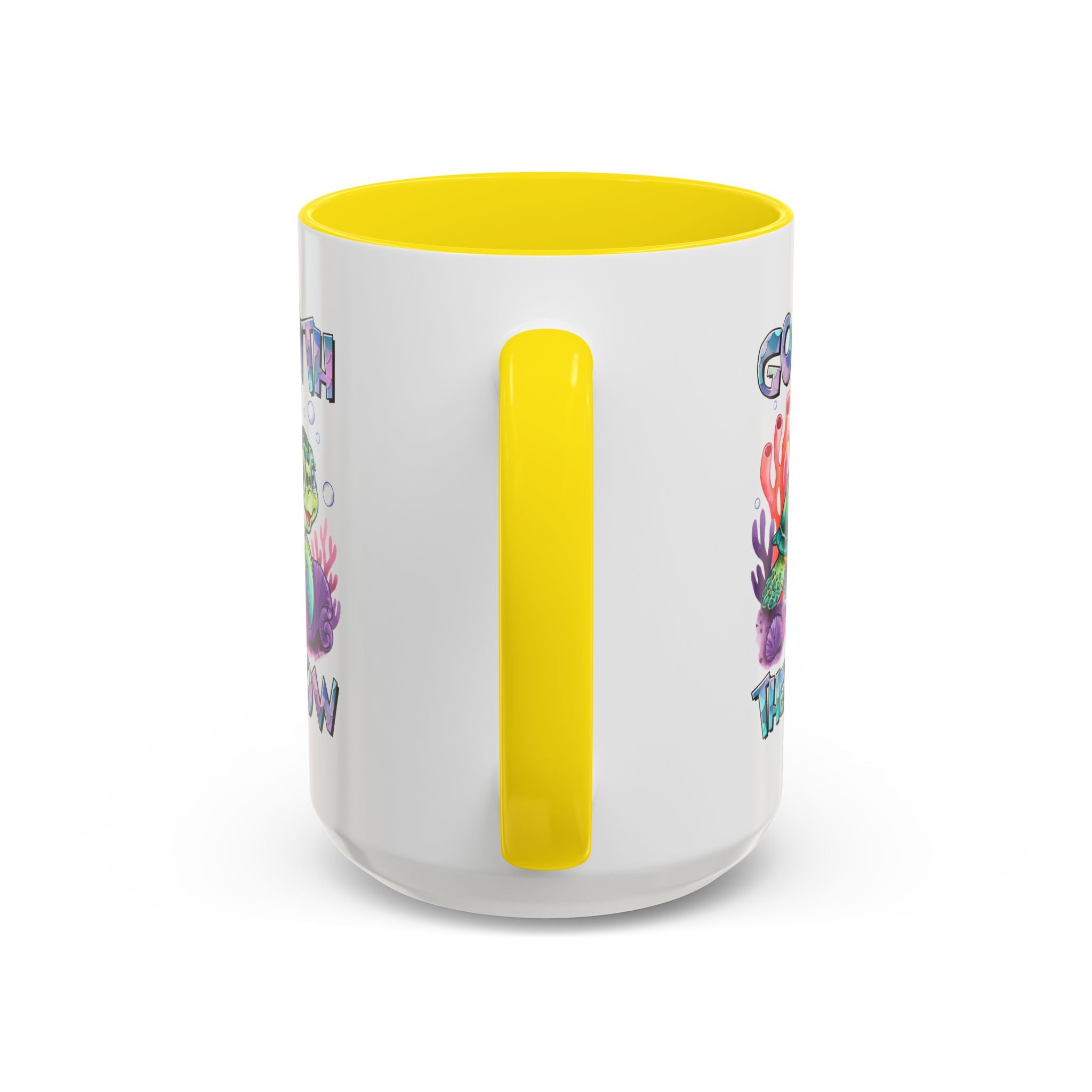Ocean-Inspired Accent Coffee Mug - 'Go With The Flow' Design turtle