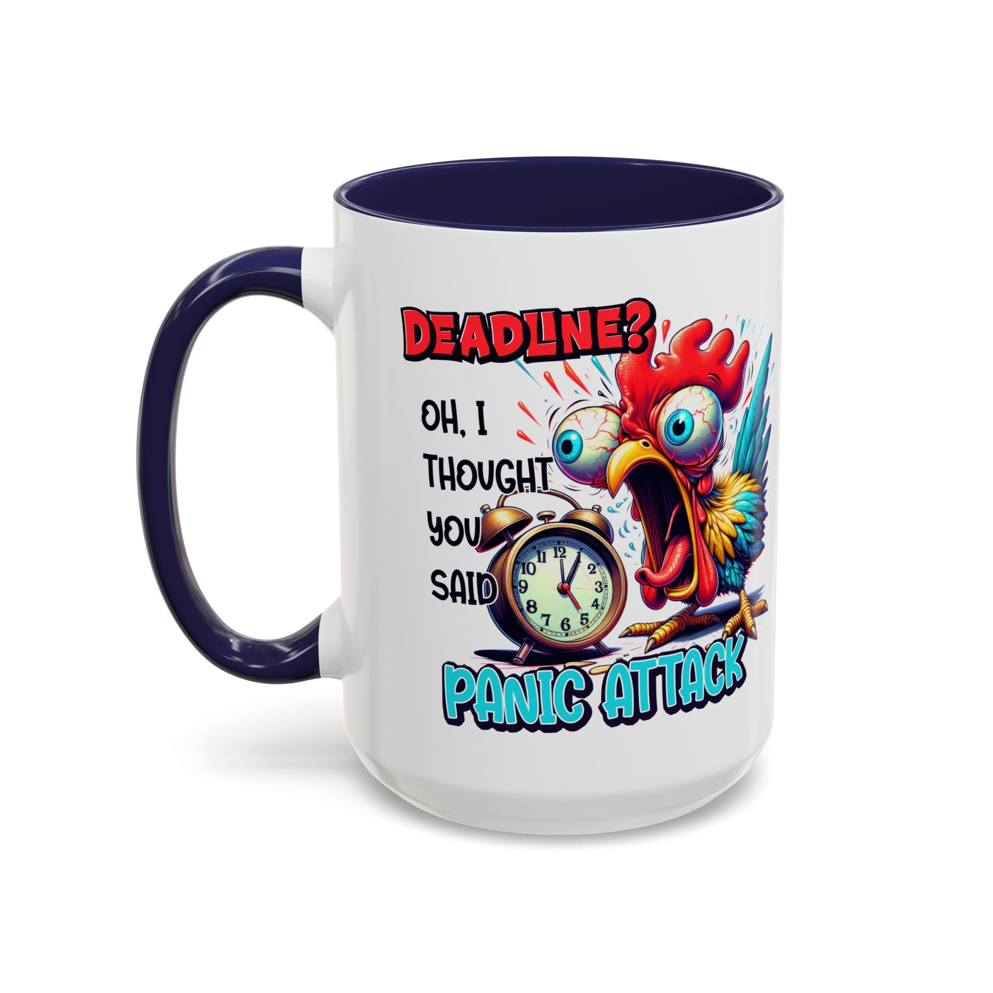 Funny Panic Attack Coffee Mug, Quirky Rooster Mug for Stress Relief, Gift for Teachers, Office Humor, Coworker Gift, Fun Coffee Cup