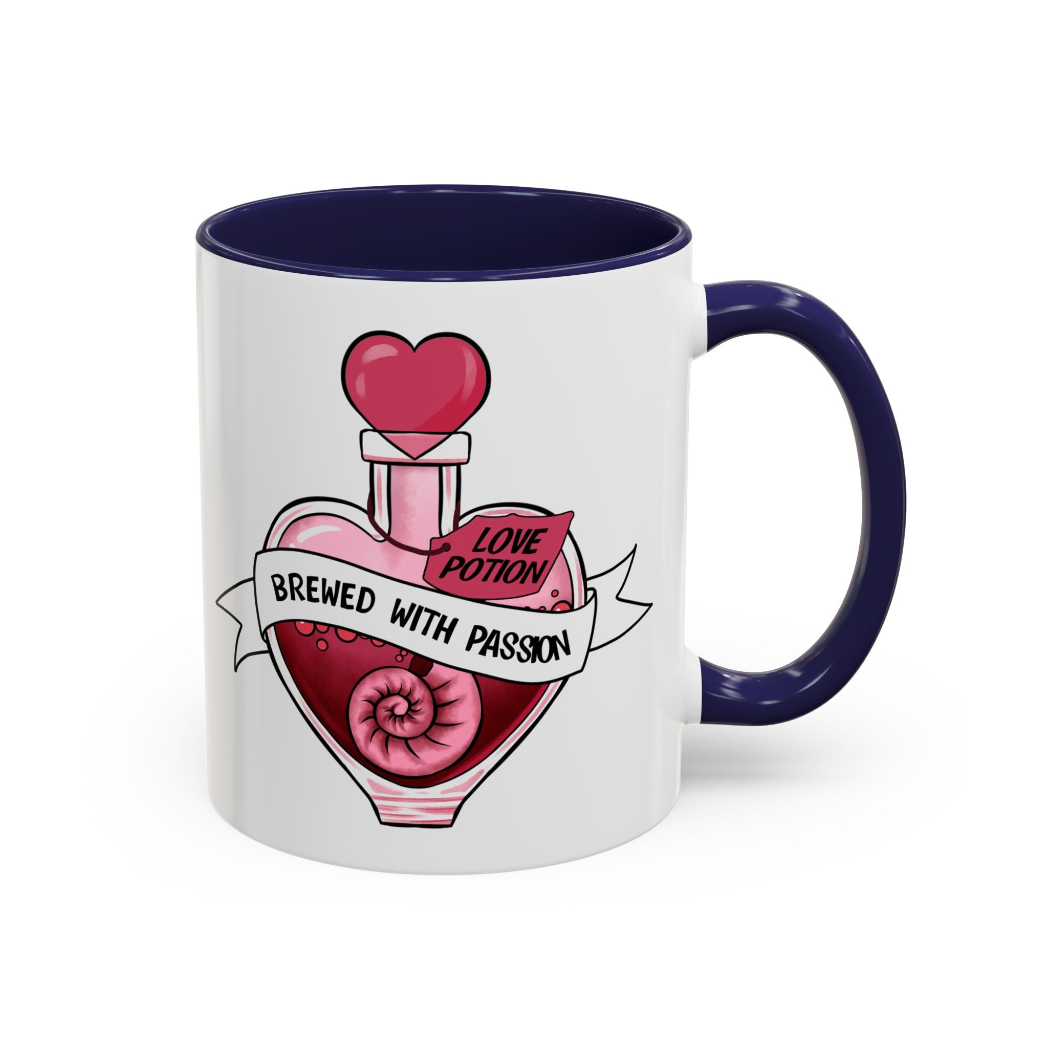 Coffee Mug - 'Brewed With Passion' Love Potion Accent Mug (11/15oz) anti valentine