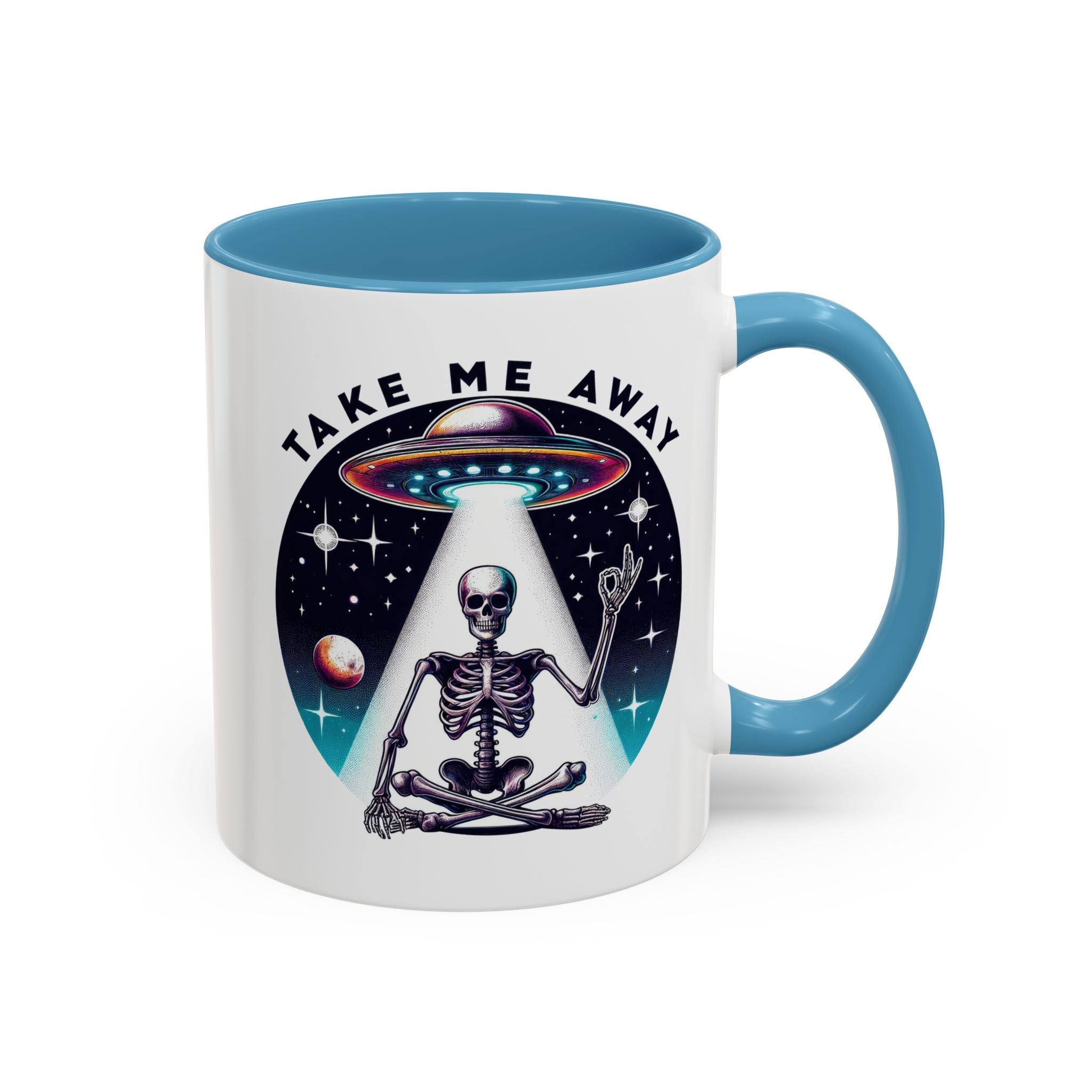 Galactic Skeleton Coffee Mug, Take Me Away Mug, Space-Themed Mug, Unique Gift for alien Lovers, Sci-Fi Cafe Mug