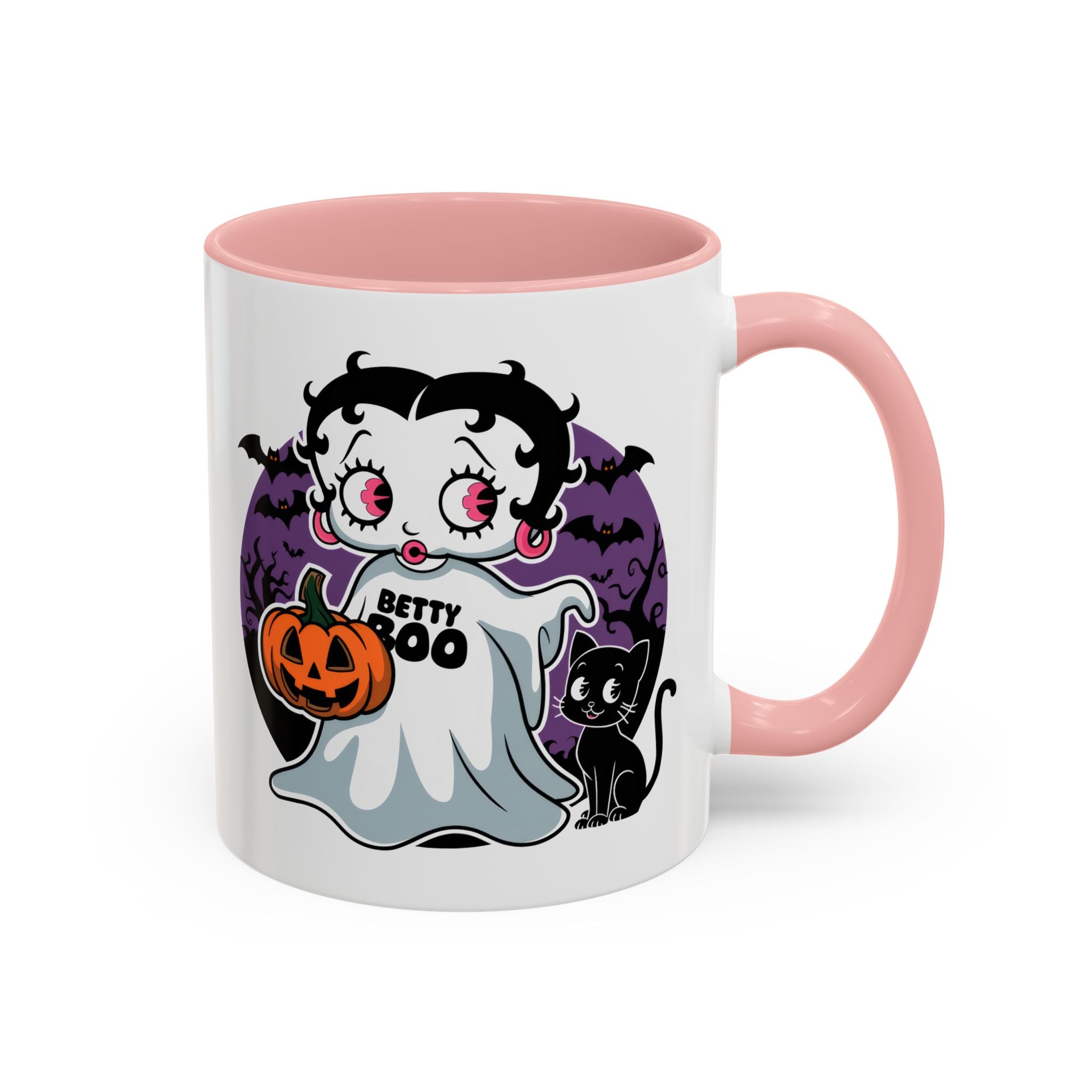 Betty Boo Halloween Ghost Mug — Cute Spooky Pumpkin & Black Cat Accent Coffee Cup
