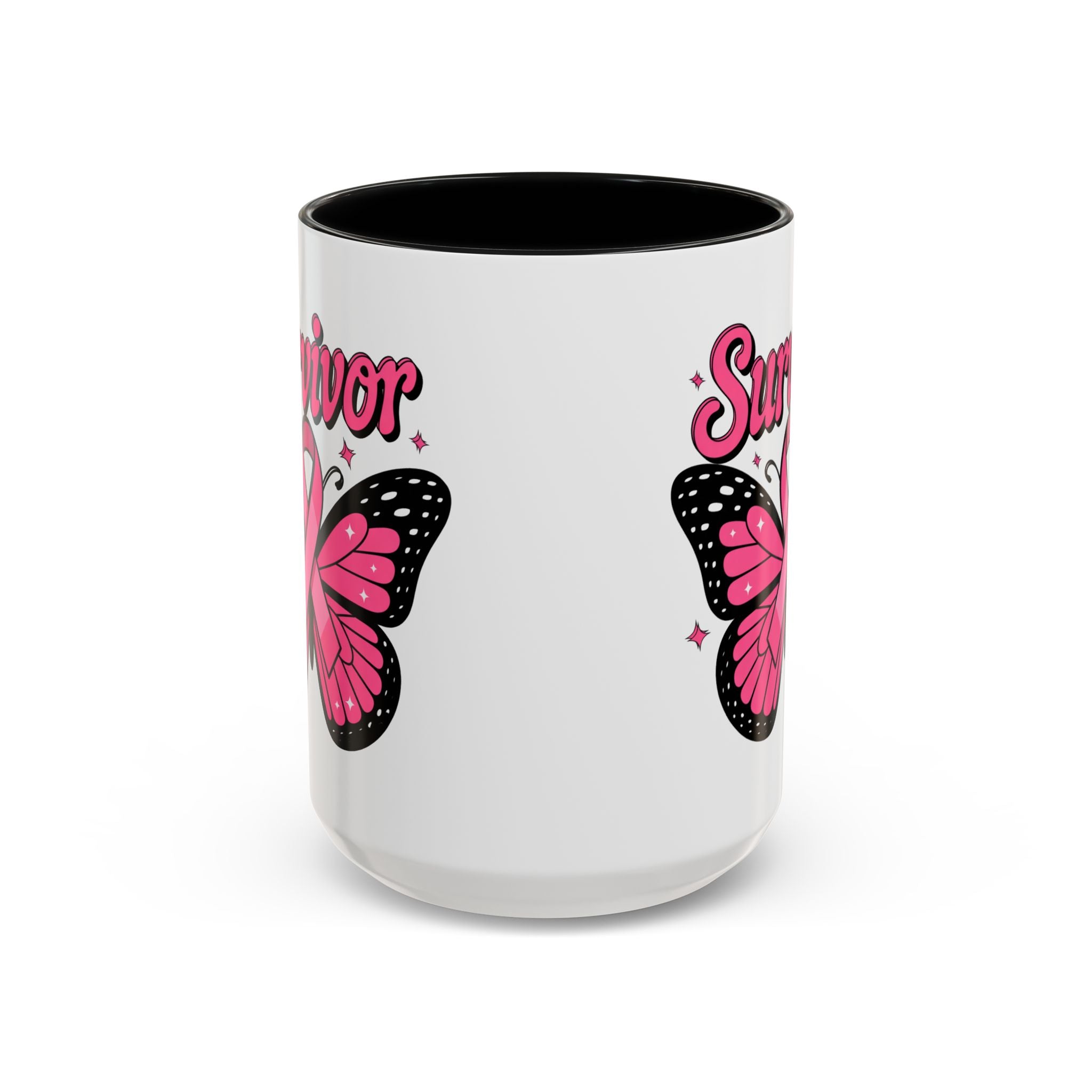 Survivor Butterfly Coffee Mug, Inspirational Gift, Pink Ribbon Mug, Breast Cancer Awareness, Empowerment Cup, Motivational Drinkware
