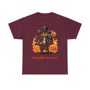 Halloween t shirt pumpkin western style shootout funny fall fun scary stocking stuffer for whole family  cotton tee