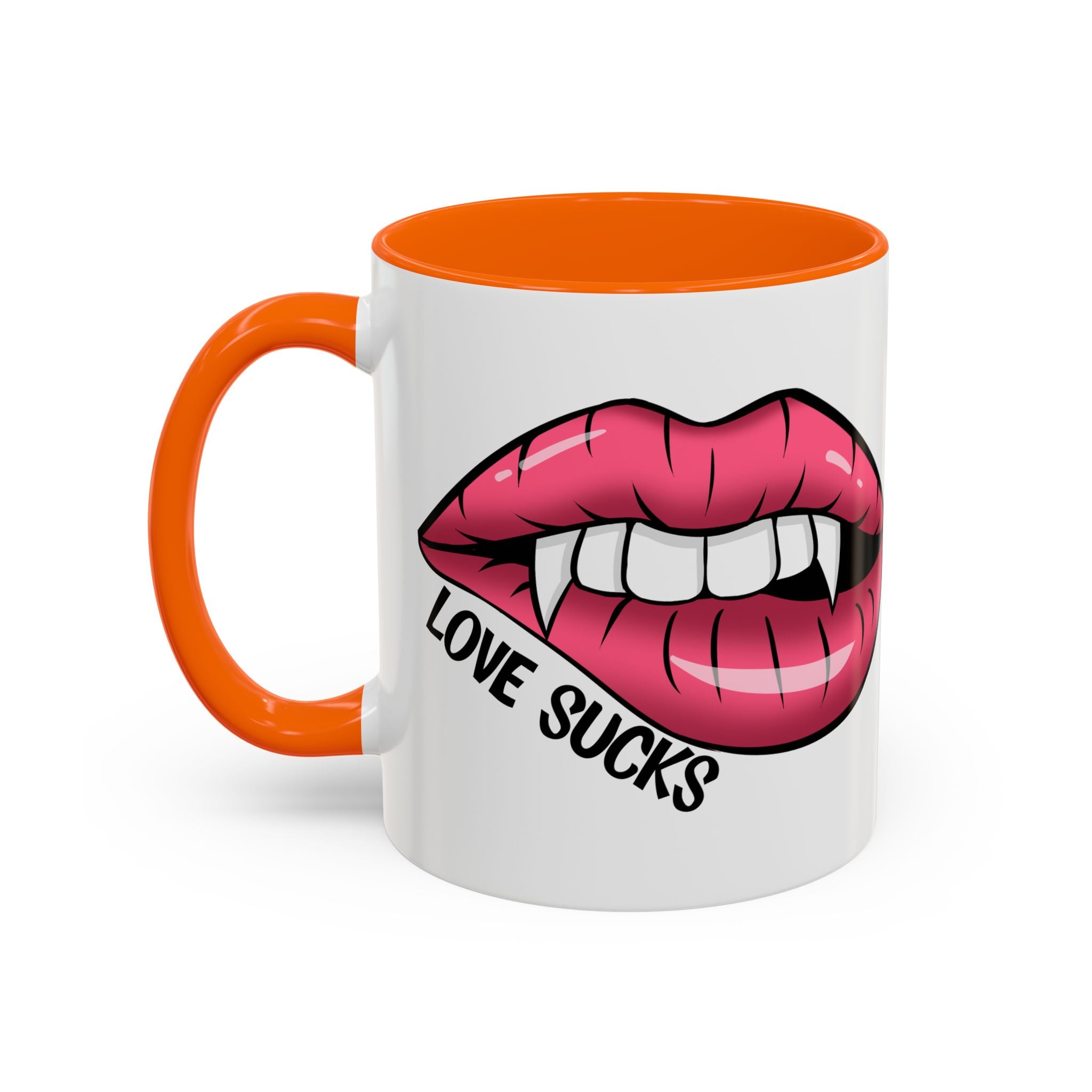 anti valentine Accent Coffee Mug - 'Love Sucks' Vampire Lips Coffee Mug
