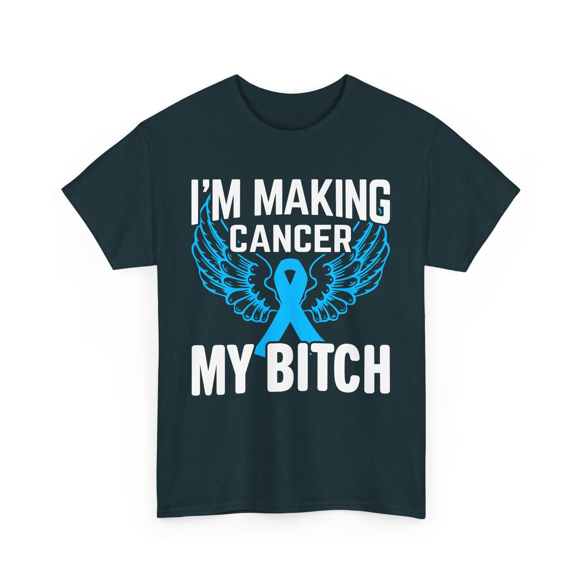 Angel Wings cancer Awareness Tee, Unisex Cotton Shirt for Support, Gift for Advocates, Fundraising Event Wear, Blue Ribbon Merchandise
