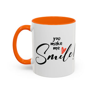 Inspirational Accent Coffee Mug - "You Make Me Smile!" - Perfect Gift for Friends & Family