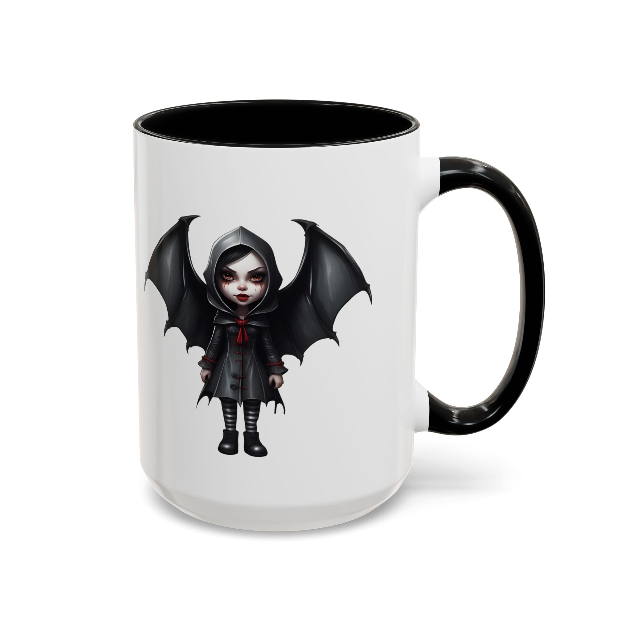 gothic vampire girl with wings horror art Accent Coffee Mug (11, 15oz) vamp14