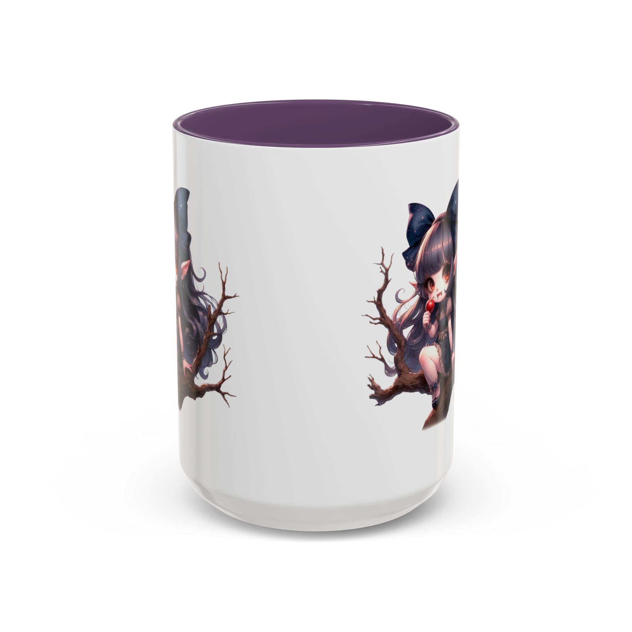 gothic vampire girl in tree horror art Accent Coffee Mug (11, 15oz) png16