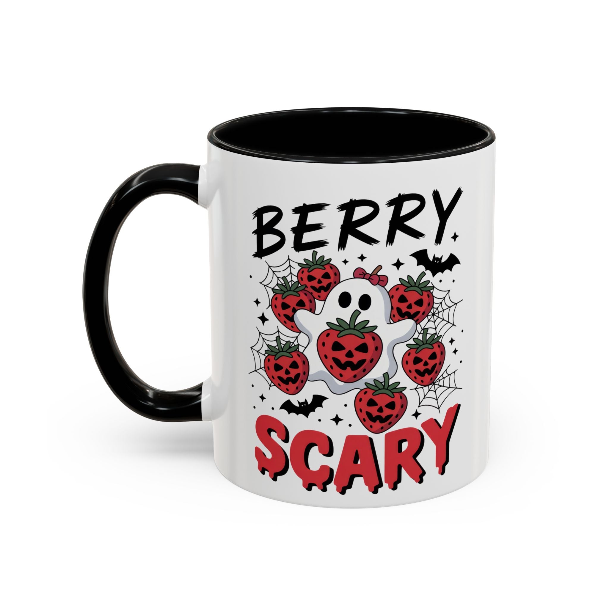 Berry Scary Coffee Mug — Halloween Ghost & Jack‑o'-Lantern Strawberries (11/15 oz)