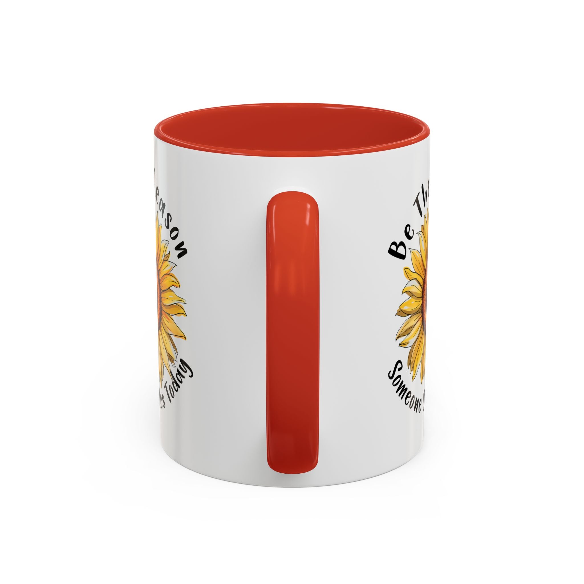 Sunflower Smile Accent Coffee Mug - Cheerful Gift for Friends, Inspirational Mug, 11oz/15oz, Daily Motivation, Brighten Someone's Day
