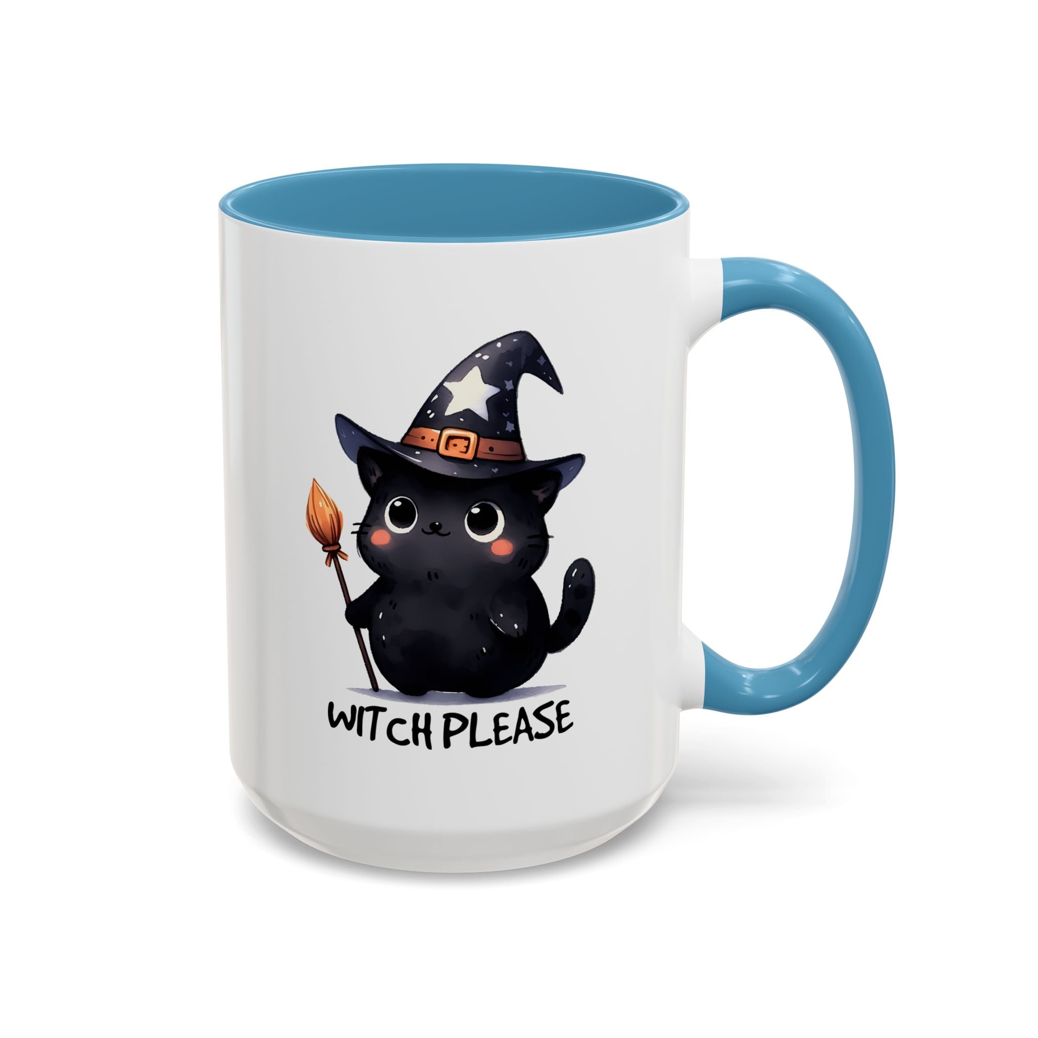 Cute Witch Cat Coffee Mug - Perfect for Halloween, Cat Lover Gift, Witch Please Design, Black Cat Mug, Cozy Drinkware