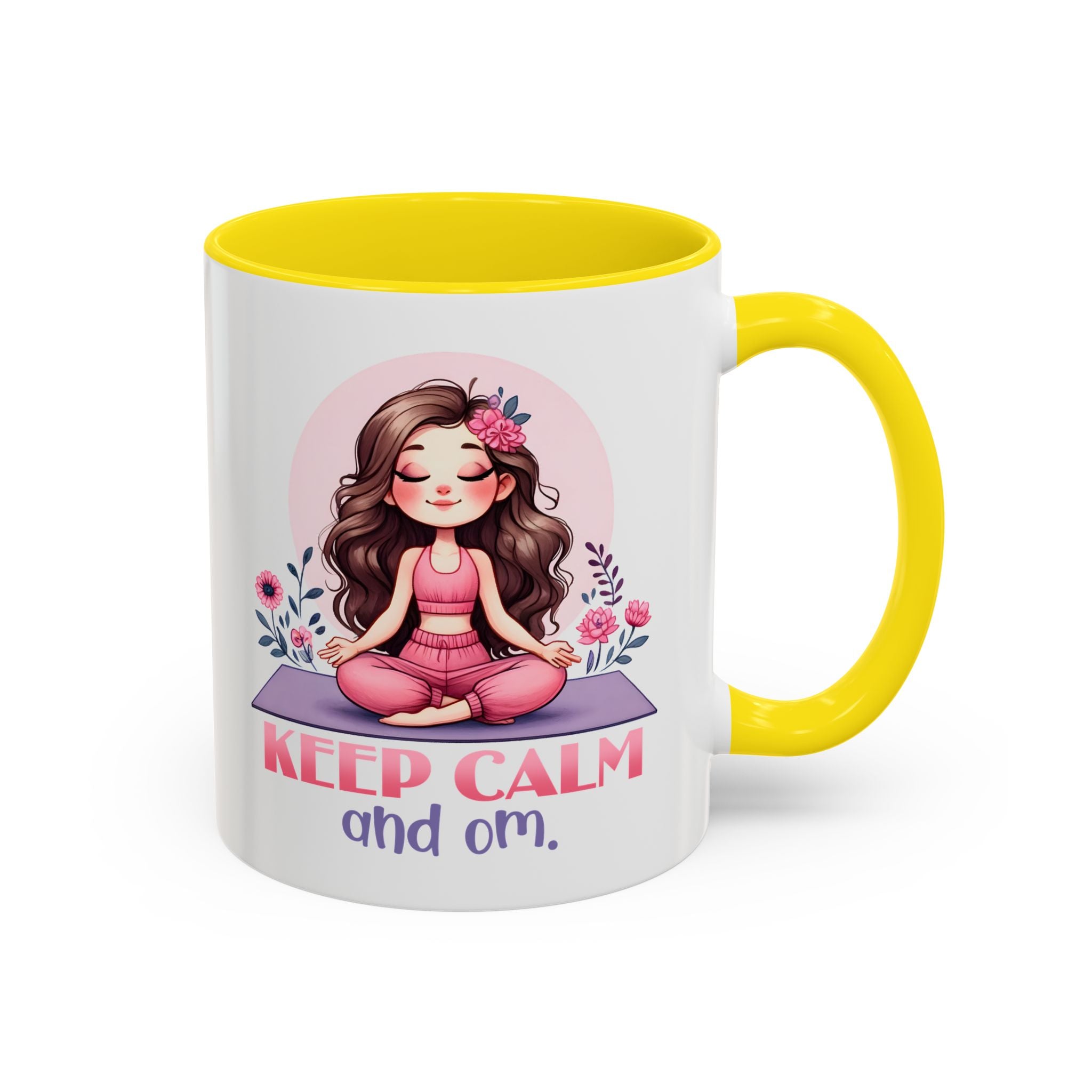 Relaxing Yoga Coffee Mug, Keep Calm and Om Mug, Inspirational Gift, Meditation Mug, Self-Care Coffee Cup, Yoga Lover's Gift