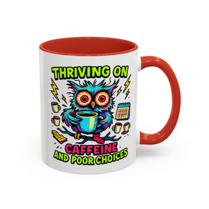 Thriving on Caffeine Mug | Funny Owl Coffee Cup | Gift for Coffee Lovers | Cute Kitchen Decor | Birthday, Holiday Gift
